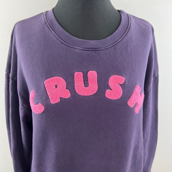 SUNDRY Purple Sweatshirt Cotton #CRUSH# Ribbed Crew Neck Fleece Classic Size 2 M - Picture 3 of 9